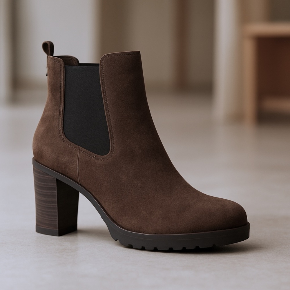 Women’s Suede Ankle Boots Block Heel Chelsea Style